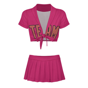Custom Pink Copper Rose Cheerleading Uniform Set