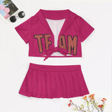 Custom Pink Copper Rose Cheerleading Uniform Set