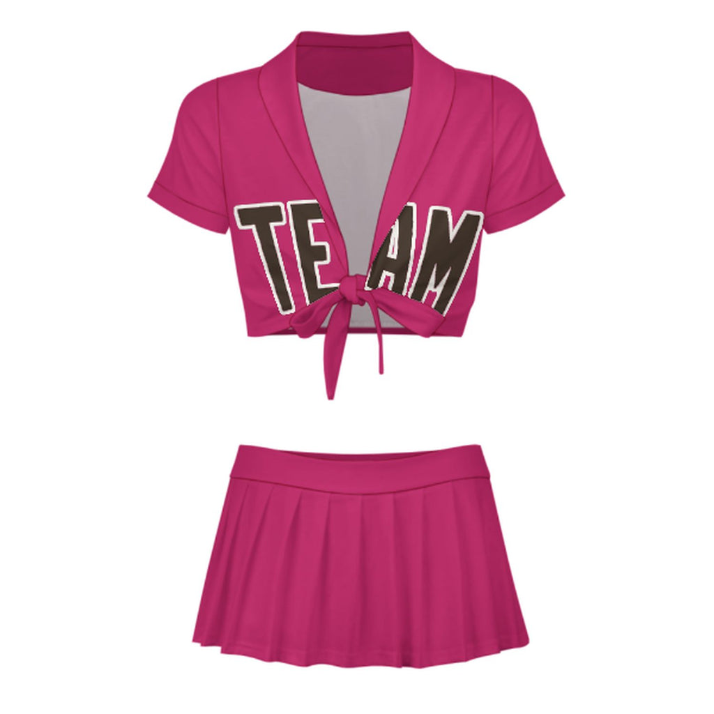 Custom Pink Brown Cheerleading Uniform Set