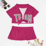 Custom Pink Gray Cheerleading Uniform Set