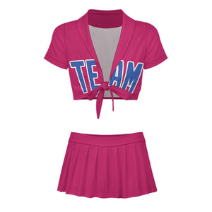 Custom Pink Sky Blue Cheerleading Uniform Set
