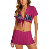 Custom Pink Blue Cheerleading Uniform Set
