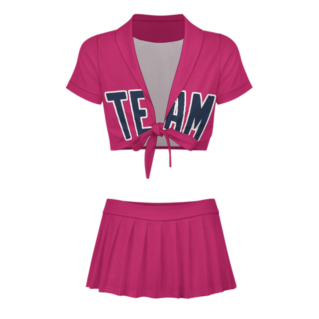 Custom Pink Blue Cheerleading Uniform Set