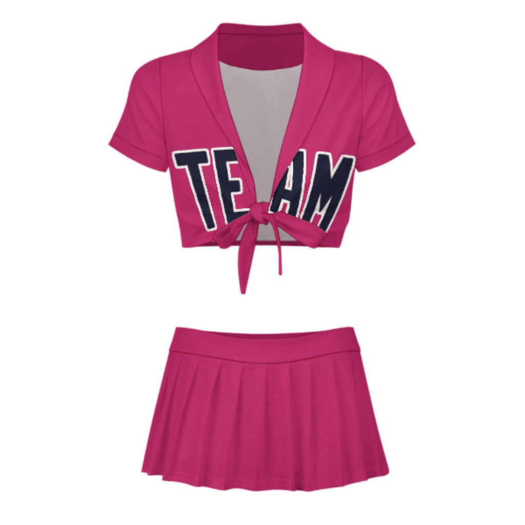 Custom Pink Navy Cheerleading Uniform Set