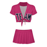 Custom Pink Navy Cheerleading Uniform Set