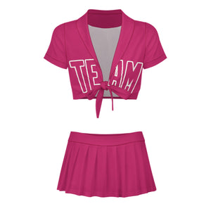 Custom Pink Pink Cheerleading Uniform Set