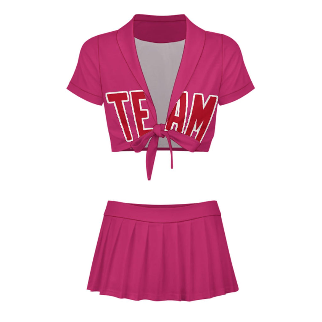 Custom Pink Red Cheerleading Uniform Set