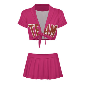 Custom Pink Coral Red Cheerleading Uniform Set