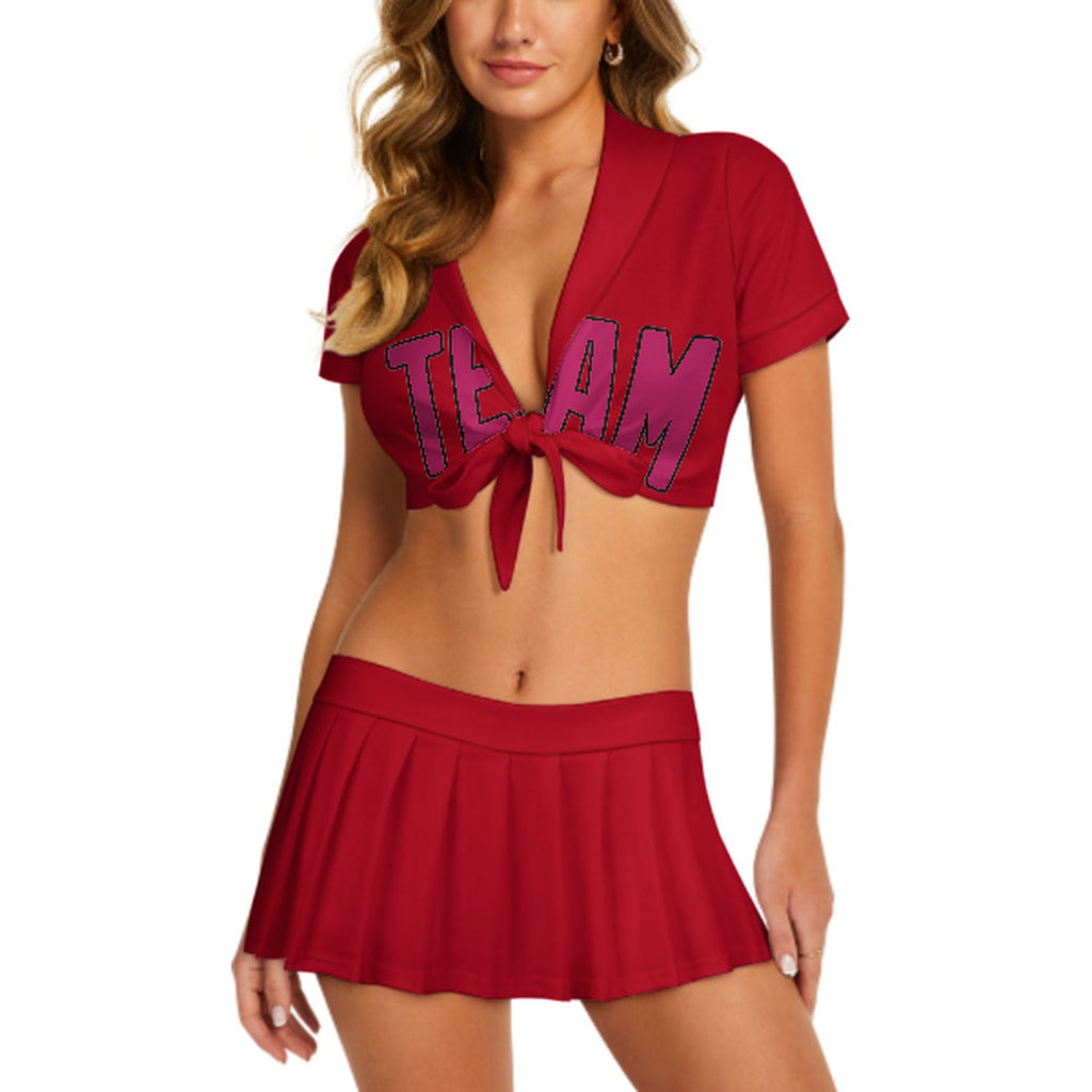 Custom Red Pink Cheerleading Uniform Set