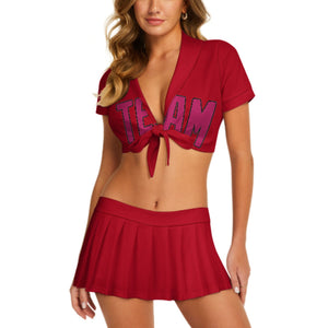 Custom Red Pink Cheerleading Uniform Set