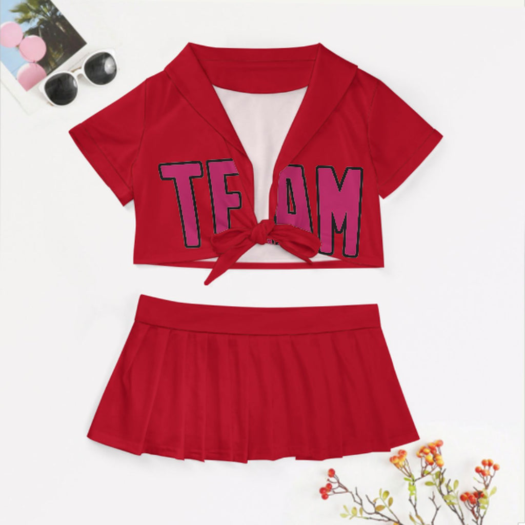 Custom Red Pink Cheerleading Uniform Set