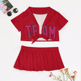 Custom Red Pink Cheerleading Uniform Set