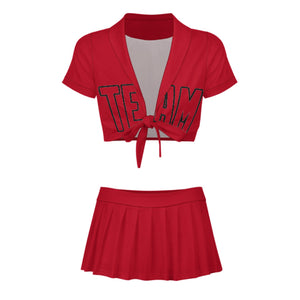 Custom Red Red Cheerleading Uniform Set