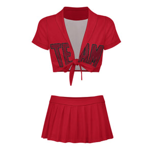 Custom Red Crimson Red Cheerleading Uniform Set