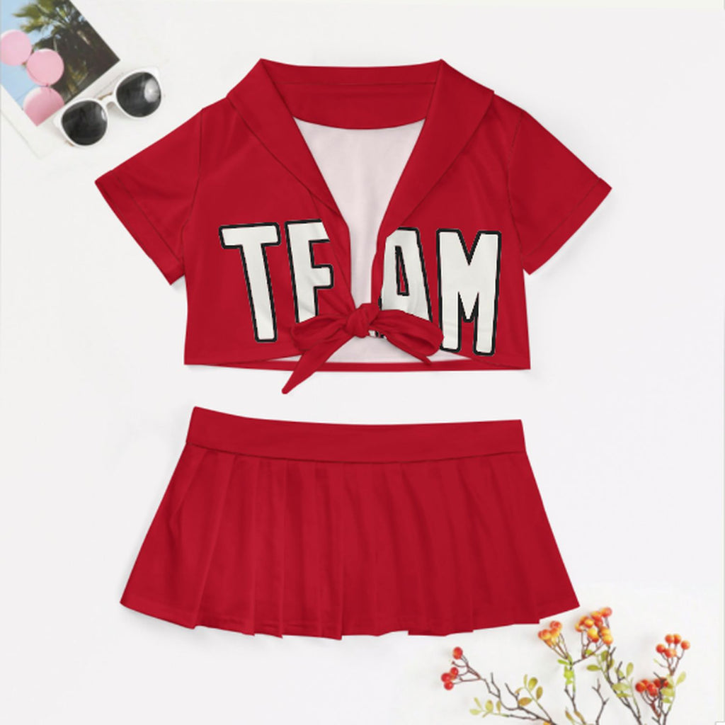 Custom Red White Cheerleading Uniform Set