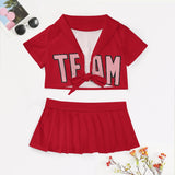 Custom Red Light Pink Cheerleading Uniform Set