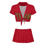 Custom Red Khaki Cheerleading Uniform Set