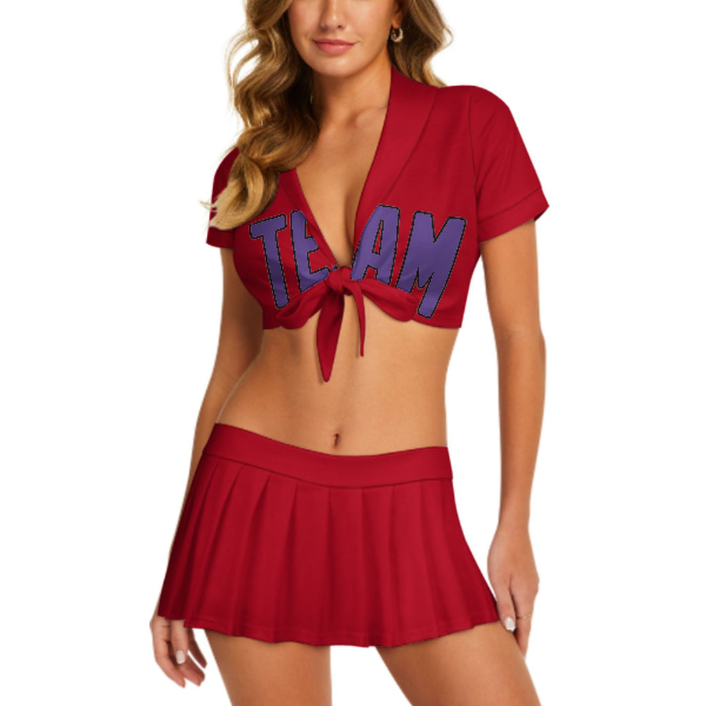 Custom Red Light Purple Cheerleading Uniform Set