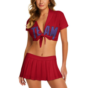 Custom Red Light Purple Cheerleading Uniform Set