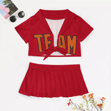 Custom Red Orange Cheerleading Uniform Set