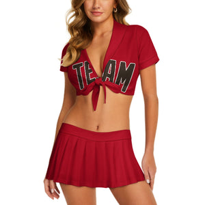 Custom Red Brown Cheerleading Uniform Set