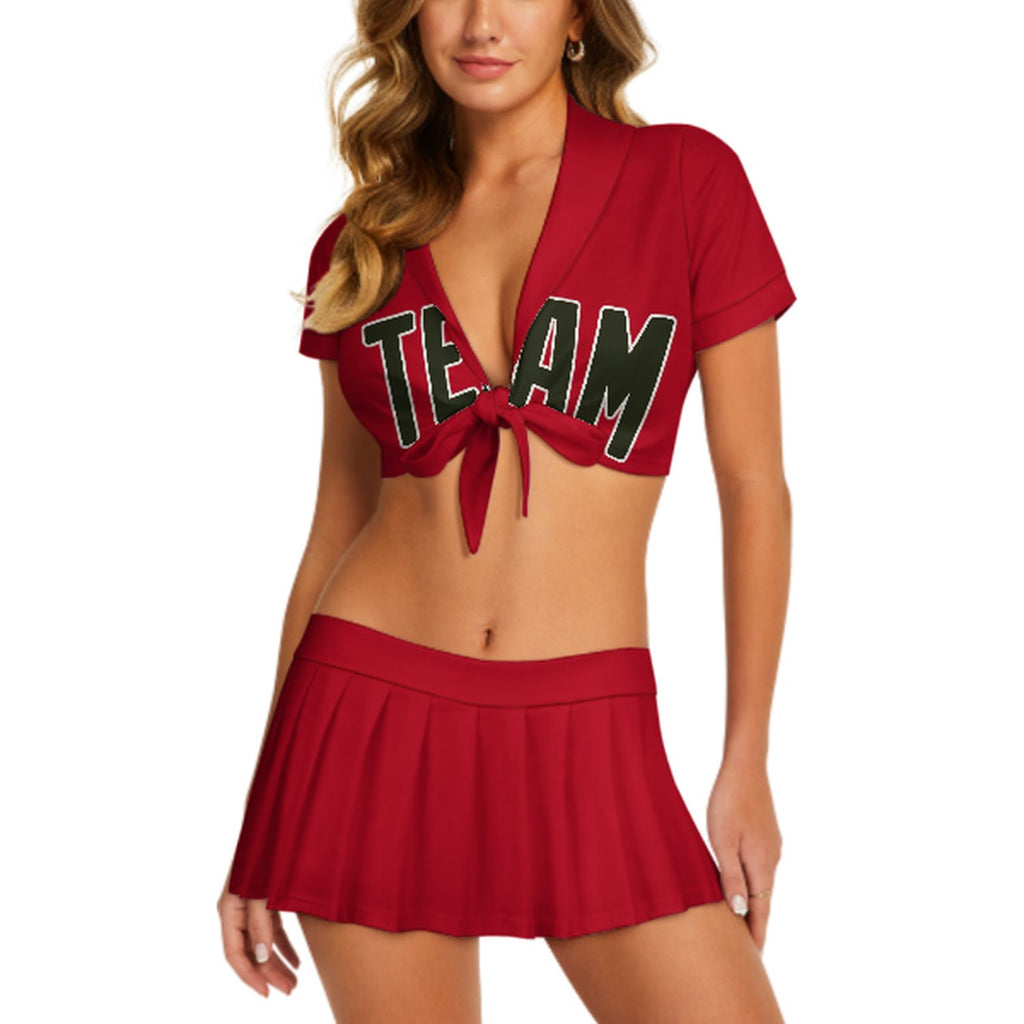 Custom Red Olive Cheerleading Uniform Set
