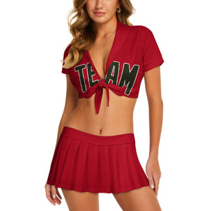 Custom Red Olive Cheerleading Uniform Set