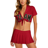 Custom Red Olive Cheerleading Uniform Set
