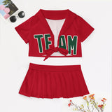 Custom Red Green Cheerleading Uniform Set
