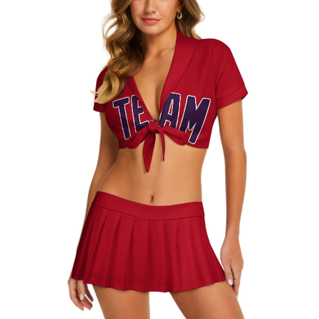 Custom Red Purple Cheerleading Uniform Set