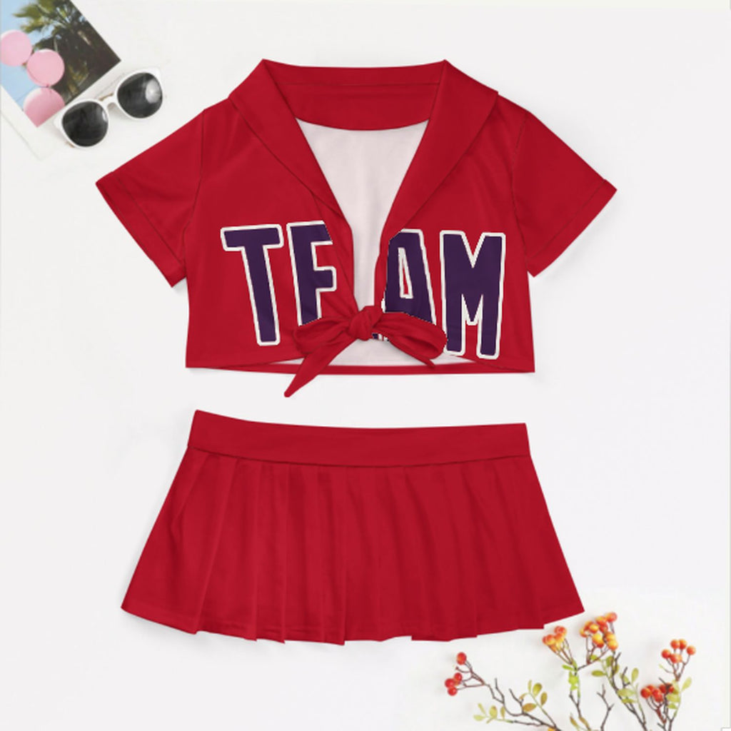 Custom Red Purple Cheerleading Uniform Set