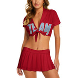 Custom Red Light Blue Cheerleading Uniform Set
