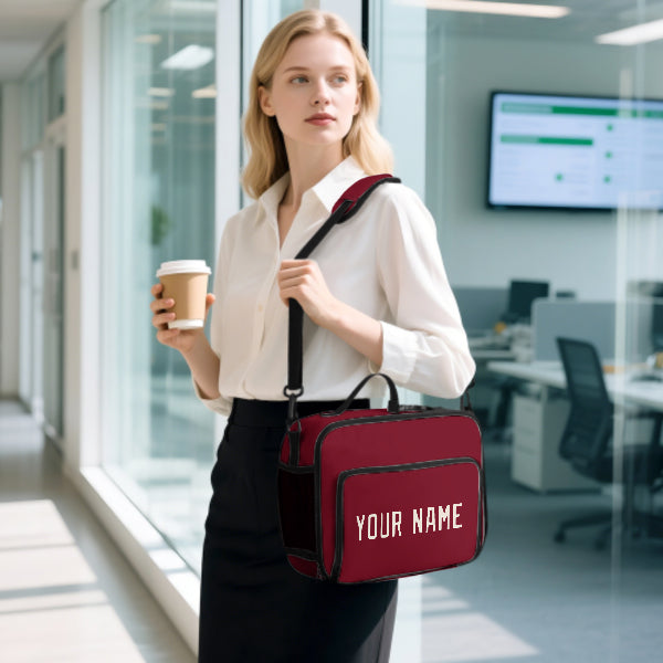 Custom Crimson Red Cream Lunch Bag