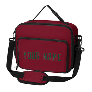 Custom Crimson Red Green Lunch Bag