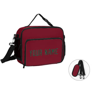 Custom Crimson Red Green Lunch Bag