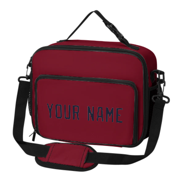Custom Crimson Red Navy Lunch Bag
