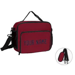 Custom Crimson Red Navy Lunch Bag