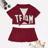 Custom Crimson Red Cream Cheerleading Uniform Set