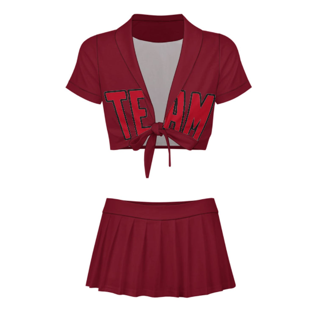 Custom Crimson Red Red Cheerleading Uniform Set