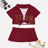Custom Crimson Red Coral Red Cheerleading Uniform Set