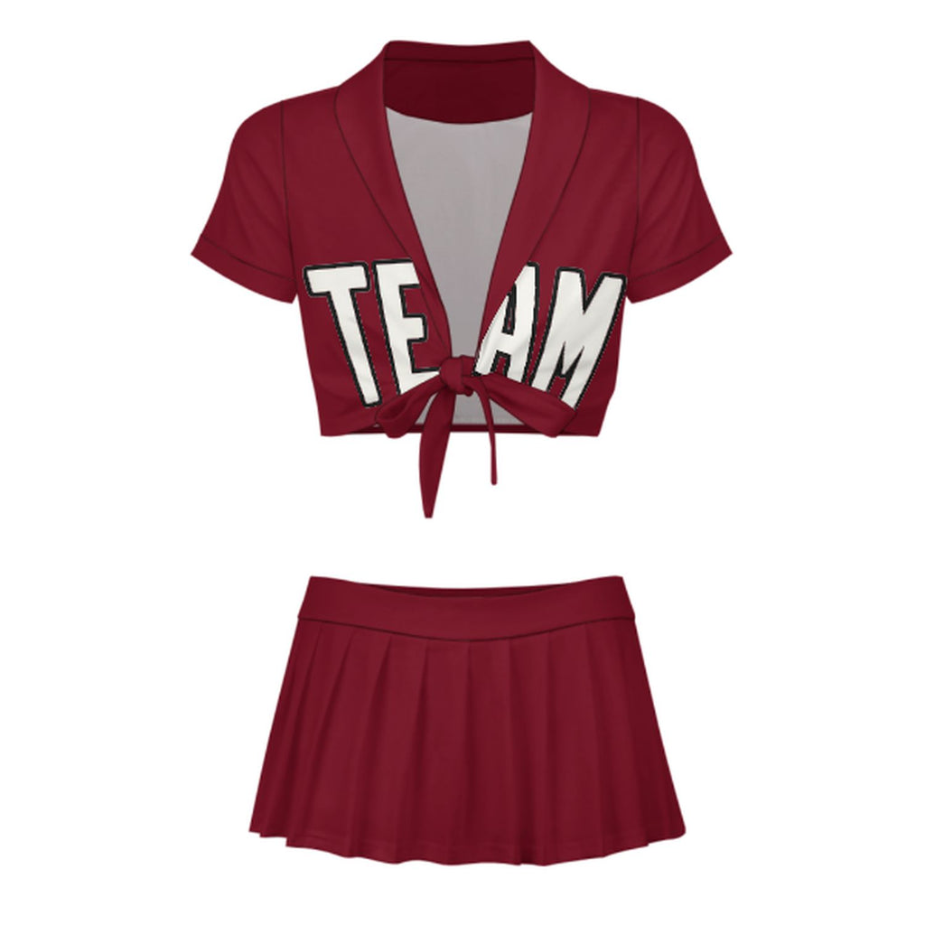 Custom Crimson Red White Cheerleading Uniform Set