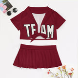 Custom Crimson Red White Cheerleading Uniform Set