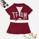 Custom Crimson Red Light Pink Cheerleading Uniform Set