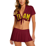 Custom Crimson Red Gold Cheerleading Uniform Set
