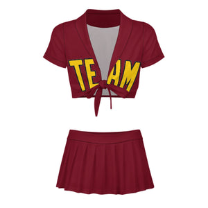 Custom Crimson Red Gold Cheerleading Uniform Set