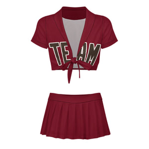 Custom Crimson Red Brown Cheerleading Uniform Set