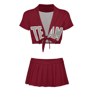 Custom Crimson Red Gray Cheerleading Uniform Set