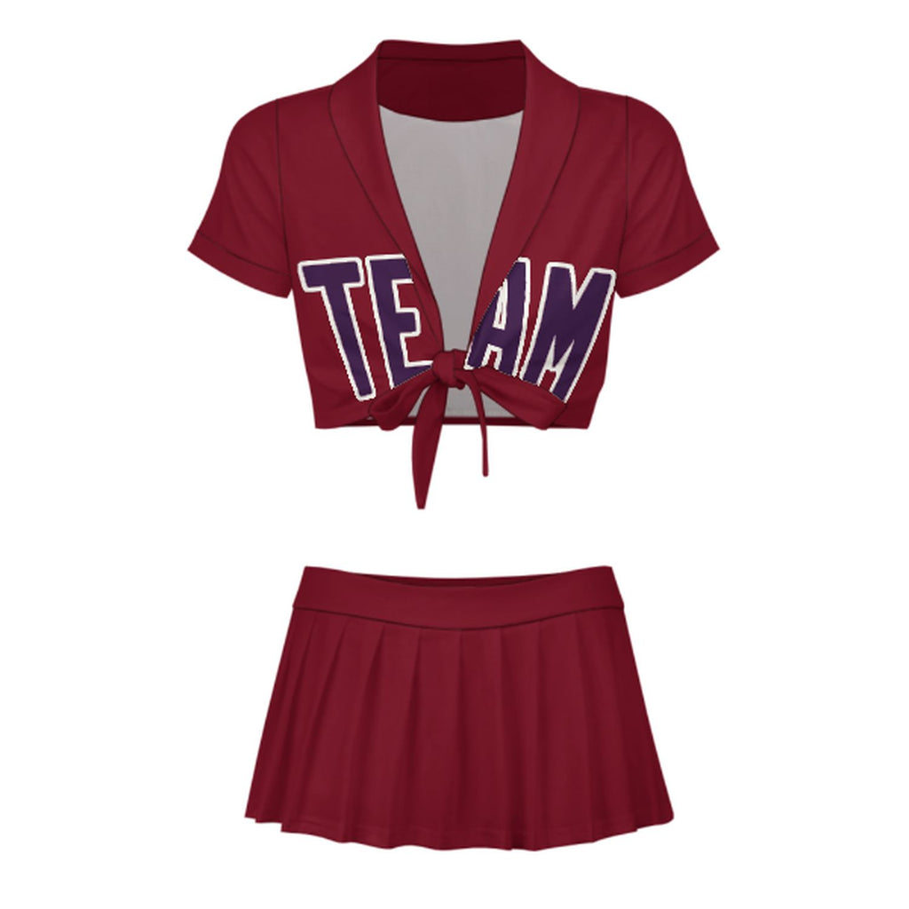 Custom Crimson Red Purple Cheerleading Uniform Set