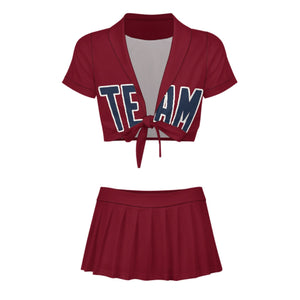 Custom Crimson Red Blue Cheerleading Uniform Set