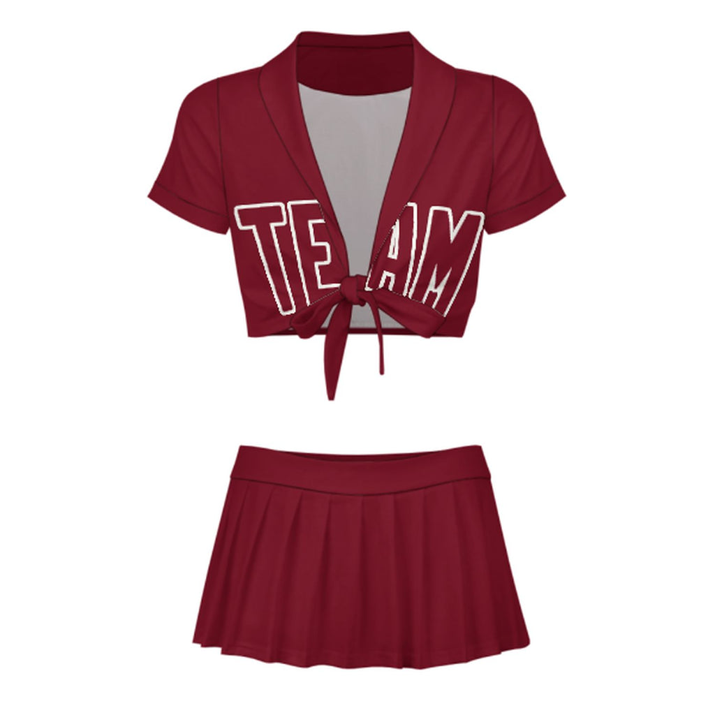 Custom Crimson Red Crimson Red Cheerleading Uniform Set
